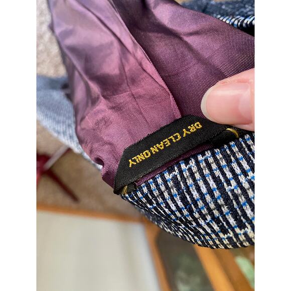 Blazer Vintage 1970s polyester broken stripe black blue - Picture 12 of 12